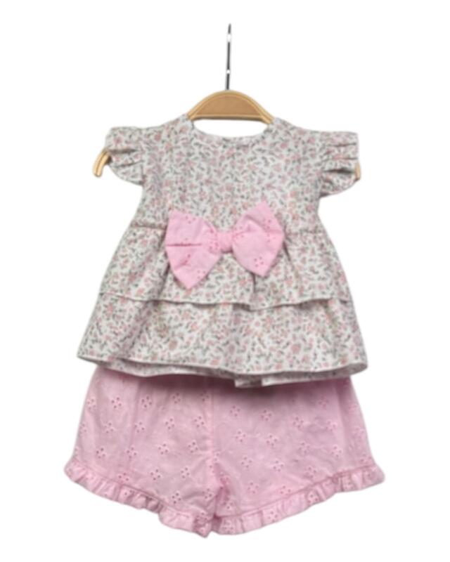 Compleu 2 piese cu pantaloni scurti si bluza cu imprimeu floral - imagine 2